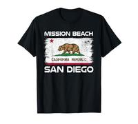 Mission Beach San Diego Drapeau Californie T-Shirt