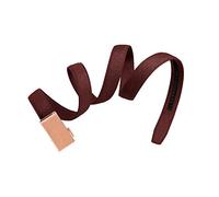 Mission Belt - Ceinture Femme à Cliquet en Cuir Véritable - Sans Trous, Boucle Métal 30 mm Ajustable Rose Gold Buckle/Sangria Red Canvas Strap, Large (Up to 36")