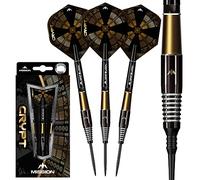 Mission darts d1597 crypt | jeu de fl?chettes avec corps 90 % tungst?ne noir et dor? rev?tement pvd et pointe en acier, m2, 21 g