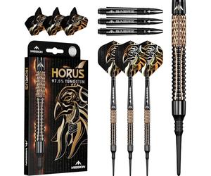 Mission Darts Fléchettes Horus | Noir et Bronze | Plaque électro | 97,5 % tungstène | Jeu de fléchettes à pointe souple | 19 g.