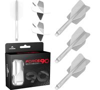 Mission Darts Force 90 | Ailettes et tiges de fléchettes moulées avec précision intégrées, lot de 3 ailettes et tiges de fléchettes professionnelles très durables 2 en 1 | Mince (blanc, court)