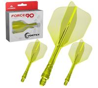 Mission Darts Force 90 Vortex | Ailette et système de tige de fléchettes moulés avec précision intégrés | Plusieurs styles | Plusieurs couleurs (Standard n°6 - Court, jaune fluo transparent)