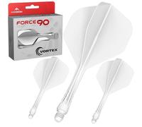 Mission Darts Force 90 Vortex - Ailette et système de tige moulés avec précision intégrés - Plusieurs styles - Plusieurs couleurs (Standard n°2 - Moyen, blanc uni)