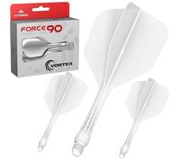 Mission Darts Force 90 Vortex | Ailette et système de tige moulés avec précision intégrés | Plusieurs styles | Plusieurs couleurs (Standard n°6 - Court, blanc uni)