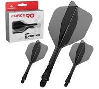 Mission Darts Force 90 Vortex | Ailette et système de tige moulés avec précision intégrés | Plusieurs styles | Plusieurs couleurs (Standard No6 - Moyen, Noir transparent)