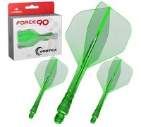 Mission Darts Force 90 Vortex | Ailette et système de tige moulés avec précision intégrés | Plusieurs styles | Plusieurs couleurs (Standard n°6 - Court, vert transparent)