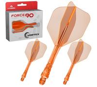 Mission Darts Force 90 Vortex | Ailette et système de tige moulés avec précision intégrés | Plusieurs styles | Plusieurs couleurs (Standard n°6 - Court, orange fluo transparent)
