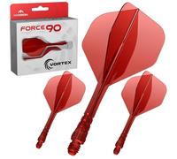 Mission Darts Force 90 Vortex | Ailette et système de tige moulés avec précision intégrés | Plusieurs styles | Plusieurs couleurs (Standard n°2 - Court, rouge transparent)