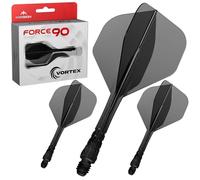 Mission Darts Force 90 Vortex | Ailette et système de tige moulés avec précision intégrés | Plusieurs styles | Plusieurs couleurs (Standard n°2 - Court, noir transparent)