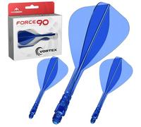 Mission Darts Force 90 Vortex - Ailette et tige moulés - Forme de cerf-volant - Plusieurs longueurs et couleurs disponibles (bleu, court)