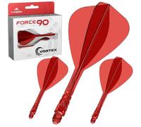 Mission Darts Force 90 Vortex - Ailette et tige moulés - Forme de cerf-volant - Plusieurs longueurs et couleurs disponibles (rouge, court)