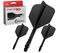 Mission Darts | Force 90 Vortex | Système intégré d'aileron de fléchette et de tige moulés avec précision | Plusieurs styles | Plusieurs couleurs. (Standard n°6 - Moyen, noir uni)