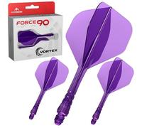 Mission Darts | Force 90 Vortex | Système intégré d'ailette et de tige de fléchette moulées avec précision | Plusieurs styles | Plusieurs couleurs. (Standard No2 - Court, violet transparent)