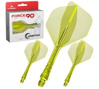 Mission Darts | Force 90 Vortex | Système intégré de plume et tige de fléchette moulées avec précision | Plusieurs styles | Plusieurs couleurs. (Standard No2 - Tweenie, jaune néon transparent)