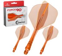 Mission Darts | Force 90 Vortex | Système intégré de plume et tige de fléchette moulées avec précision | Plusieurs styles | Plusieurs couleurs. (Standard No2 - Court, orange fluo transparent)