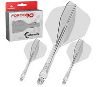 Mission Darts | Force 90 Vortex | Système intégré de vol et de tige de fléchette moulé avec précision | Plusieurs styles | Plusieurs couleurs. (Standard n°2 - Court, transparent)