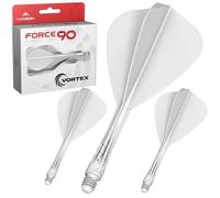 Mission Darts | Force 90 Vortex | Vol et fût moulés | Forme de cerf-volant | Plusieurs longueurs et couleurs disponibles. (Blanc, Court)
