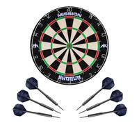 Mission Darts Jeu de fléchettes Shogun | Endurance Jeu de fléchettes rond en sisal avec 2 jeux de fléchettes à pointe en acier