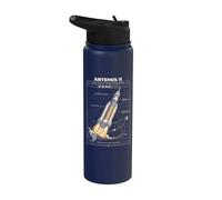Mission de lancement de fusée spatiale Blueprint vers la Lune Artemis 2 Stainless Steel Insulated Water Bottle