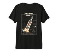Mission de Lancement de fusée Spatiale Blueprint vers la Lune Artemis 2 T-Shirt Haut de Gamme