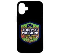 Mission : Keep Tiny Human Alive, Nouveau Parent, Maman, Papa, Joueur Amusant Coque pour iPhone 16 Plus