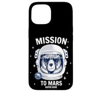 Mission to Mars Cool Space Astronaut Bear Cartoon Graphic Coque pour iPhone 15