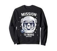 Mission to Mars Cool Space Astronaut Bear Cartoon Graphic Sweatshirt