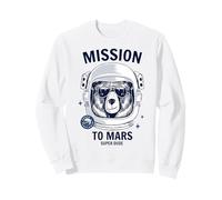 Mission to Mars Cool Space Astronaute Bear Cartoon Graphic Sweatshirt