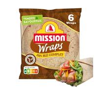 MISSION - Wraps au blé complet Tortillas Tex Mex, Format familial Prêt en un clin d'œil, 370g - Lot De 3