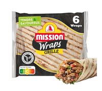MISSION - Wraps Nature Grillé en Blé, Texture Légèrement Dorée et Saveur Authentique (Paquet 370g) - Le Lot De 4