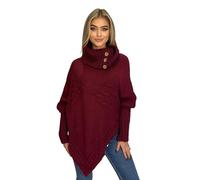 Mississhop Pull poncho, sweat-shirt, en tricot, cape, couvre-chefs, Bordeaux, taille unique