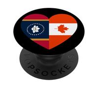Mississippi and Canada Flags: Heart Shaped Unity PopSockets PopGrip Adhésif