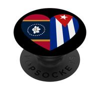 Mississippi and Cuba Flags: Heart Shaped Unity PopSockets PopGrip Adhésif