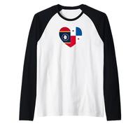 Mississippi and Panama Flags: Heart Shaped Unity Manche Raglan