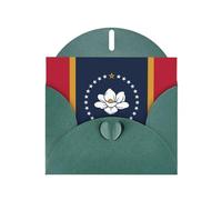 Mississippi Carte de vacances horizontale avec enveloppe en forme de cœur vert foncé et écrire divers vœux de vacances