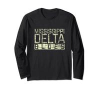 Mississippi Delta Blues T-shirt vintage rétro vieilli Manche Longue