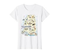 Mississippi, MS, Carte des États-Unis, icônes T-Shirt Graphique avec Valeur