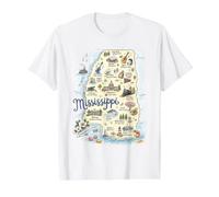 Mississippi, MS, Carte des États-Unis, icônes T-Shirt Graphique avec Valeur