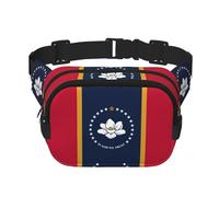 Mississippi Sac banane avec extension pour homme et femme avec poches zippées, noir, One Size