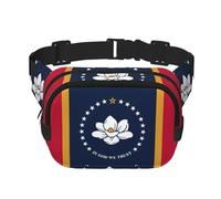 Mississippi Sac banane pour homme et femme Motif drapeau de l'État du Mississippi Sac banane tendance pour entraînement, course à pied, voyage, randonnée, Noir , Taille unique
