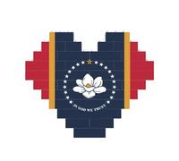 Mississippi State Flag Print Building Brick Block Puzzle en forme de cœur pour Saint-Valentin, anniversaire, mariage