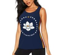 Mississippi State Flag Print Débardeur d'entraînement pour femme Col rond Sans manches Haut athlétique pour la gym et le yoga, noir, Taille S