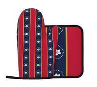 Mississippi State Flag Print Équipement de cuisine pour homme et femme Gants en silicone Anti-brûlure Pad pour griller rôtir