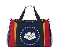 Mississippi State Flag Print Sac de nuit Sac de week-end Sac à main d'entraînement Sac de yoga Sac de sport Sac de sport Sac de sport Sac pour articles personnels pour Audlts, Noir , Taille unique