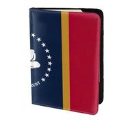 Mississippi State Flag Print Travel Wallet Passport Holder Case for Family Leather Passport Cover for Men Women, noir, One Size