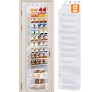 MISSLO Étagère à chaussures à suspendre à 12 niveaux pour porte - Grande capacité - Pour rangement de placard - Support étroit pour porte - Convient pour 24 paires de sandales, talons, bottes (blanc)