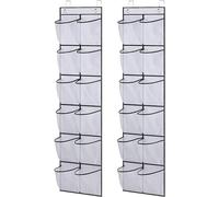 MISSLO Lot de 2 étagères à chaussures à suspendre au-dessus de la porte, 12 grandes poches en maille pour placard, chambre à coucher, salle de bain avec cintre