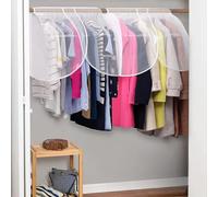 MISSLO Lot de 2 porte-vêtements avec housse pour suspendre les vêtements, penderie, garde-robe, fenêtres en PVC transparent, housse de penderie, protège-épaules, blanc