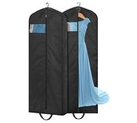 MISSLO Lot de 2 sacs à vêtements de 165,1 cm de long pour vêtements de voyage, housses imperméables pour robe de mariée pour femme, sacs de protection pour ranger manteaux, vêtements, costumes, noir