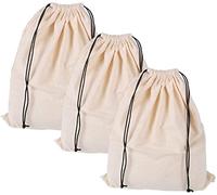 Misslo Lot de 3 sacs de rangement multifonction en coton respirant et anti-poussière avec cordon de serrage Beige S Pack 3 Beige